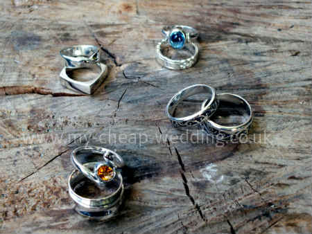 silver wedding ring sets